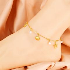 Summer ocean animal series pearl bead charm stainless steel anklet