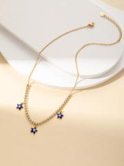 Zircon Necklace Jewelry suit Five-pointed Star Devil's Eye Bracelet Stainless Steel Jewelry
