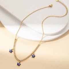 Zircon Necklace Jewelry suit Five-pointed Star Devil's Eye Bracelet Stainless Steel Jewelry