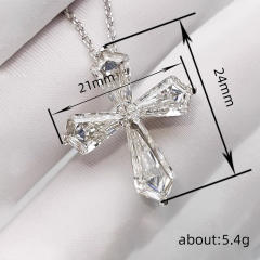 Luxury cubic zircon Cross Necklace Women's New Cyber Celebrity Star Pendant Necklace
