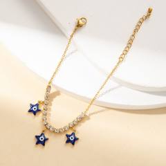 Zircon Necklace Jewelry suit Five-pointed Star Devil's Eye Bracelet Stainless Steel Jewelry