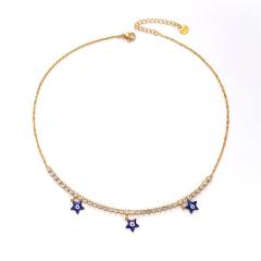 Zircon Necklace Jewelry suit Five-pointed Star Devil's Eye Bracelet Stainless Steel Jewelry