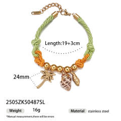 Beach Style stainless steel Shell Flower Conch charm Braided Bracelet Women's Jewelry