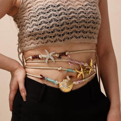 Multi function stainless Steel shell starfish Necklace waist chain belt