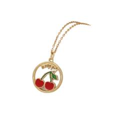 Cute Cherry Strawberry Pendant Necklace Fashion All-match stainless steel necklace