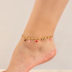 New design colorful enamel evil eye tassel stainless steel anklet