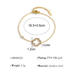 Simple hollow four leaf clover flower stainless steel bracelet diamond bracelet