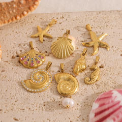 Summer ocean series charm chain DIY necklace for women stainless steel charms