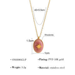 Titanium steel 18k teardrop-shaped natural stone necklace stainless steel necklace