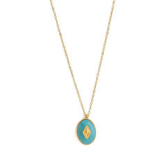 Titanium steel 18k teardrop-shaped natural stone necklace stainless steel necklace