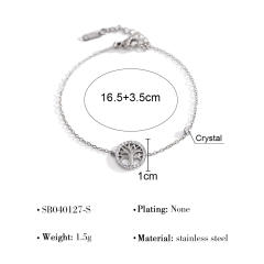 Simple hollow four leaf clover flower stainless steel bracelet diamond bracelet