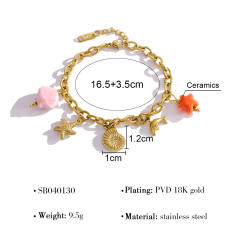 Holiday sea wind necklace dolphin shell conch sea star pendant stainless steel necklace suit