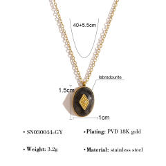 Titanium steel 18k teardrop-shaped natural stone necklace stainless steel necklace
