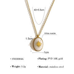 Titanium steel 18k teardrop-shaped natural stone necklace stainless steel necklace