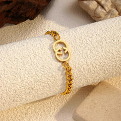 Easy match five petal flower heart clover charm stainless steel bracelet