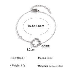 Simple hollow four leaf clover flower stainless steel bracelet diamond bracelet