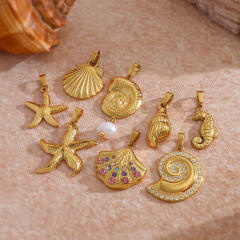 Summer ocean series charm chain DIY necklace for women stainless steel charms