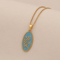Spring Color Sun Flower enamel Pendant stainless steel necklace