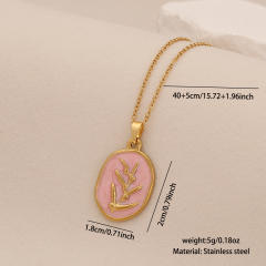 Spring Color Sun Flower enamel Pendant stainless steel necklace