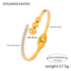 Delicate cubic zircon rhinestone inlaid stainless steel bangle bracelet