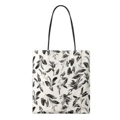 Pastoral Style Artistic Floral Shoulder Bag Large Capacity Leopard Print Canvas Bucket Bag