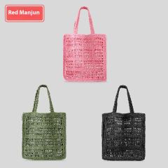 Summer Large Capacity Pure Handmade Woven Straw Bag Pastoral Hollow Shoulder Bag Women's Seaside Holiday Beach Handbag