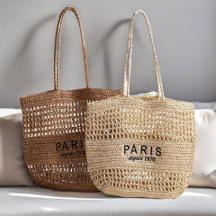 New Letter Embroidered All-match Woven Bag Shoulder Bag Seaside Tote Bag Holiday Style Beach Bag