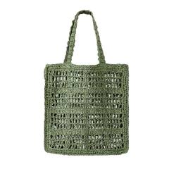 Summer Large Capacity Pure Handmade Woven Straw Bag Pastoral Hollow Shoulder Bag Women's Seaside Holiday Beach Handbag