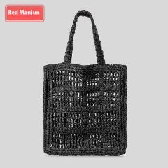 Summer Large Capacity Pure Handmade Woven Straw Bag Pastoral Hollow Shoulder Bag Women's Seaside Holiday Beach Handbag