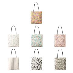 Pastoral Style Artistic Floral Shoulder Bag Large Capacity Leopard Print Canvas Bucket Bag