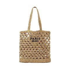 2025 New Straw Tote Bag Summer Seaside Holiday Beach Bag Handmade Crochet Hollow Bag