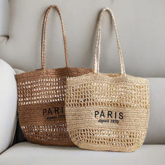 New Letter Embroidered All-match Woven Bag Shoulder Bag Seaside Tote Bag Holiday Style Beach Bag