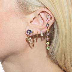 S925 Needle cubic zircon flower jacket earrings French Color Inlaid Zircon Earrings for Women