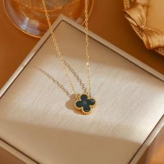 Hot-Selling Titanium Steel Colorful Lucky Four-Leaf Clover Necklace dainty stainless steel necklace