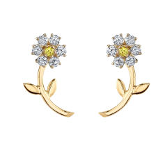 S925 Needle cubic zircon flower jacket earrings French Color Inlaid Zircon Earrings for Women