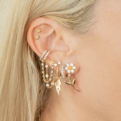 S925 Needle cubic zircon flower jacket earrings French Color Inlaid Zircon Earrings for Women
