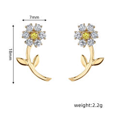 S925 Needle cubic zircon flower jacket earrings French Color Inlaid Zircon Earrings for Women