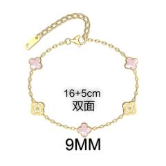 9MM Four-leaf Flower clover stainless steel Bracelet double side diamond color clover bracelet