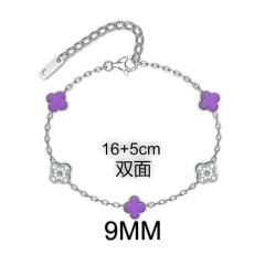 9MM Four-leaf Flower clover stainless steel Bracelet double side diamond color clover bracelet