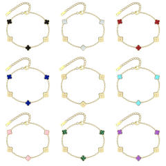 9MM Four-leaf Flower clover stainless steel Bracelet double side diamond color clover bracelet
