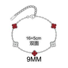 9MM Four-leaf Flower clover stainless steel Bracelet double side diamond color clover bracelet