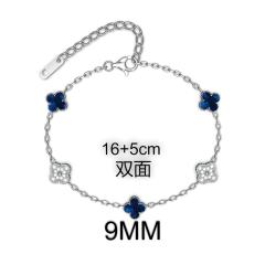 9MM Four-leaf Flower clover stainless steel Bracelet double side diamond color clover bracelet