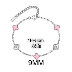 9MM Four-leaf Flower clover stainless steel Bracelet double side diamond color clover bracelet