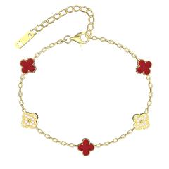 9MM Four-leaf Flower clover stainless steel Bracelet double side diamond color clover bracelet
