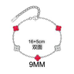 9MM Four-leaf Flower clover stainless steel Bracelet double side diamond color clover bracelet