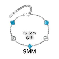 9MM Four-leaf Flower clover stainless steel Bracelet double side diamond color clover bracelet