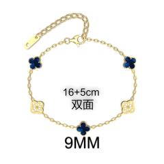9MM Four-leaf Flower clover stainless steel Bracelet double side diamond color clover bracelet