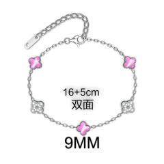 9MM Four-leaf Flower clover stainless steel Bracelet double side diamond color clover bracelet
