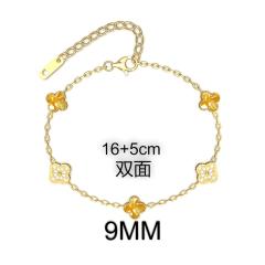 9MM Four-leaf Flower clover stainless steel Bracelet double side diamond color clover bracelet