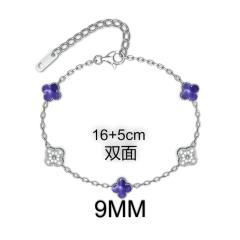 9MM Four-leaf Flower clover stainless steel Bracelet double side diamond color clover bracelet